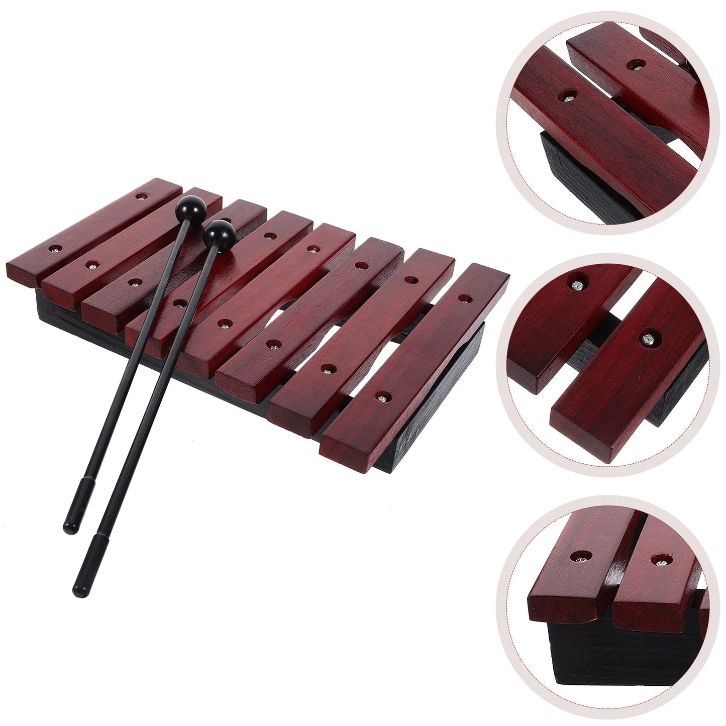 1 Set Eight Tone Red Sandalwood Xylophone Wooden Percussion Instrument Kids Educational Musical Toy For Preschooler Classroom