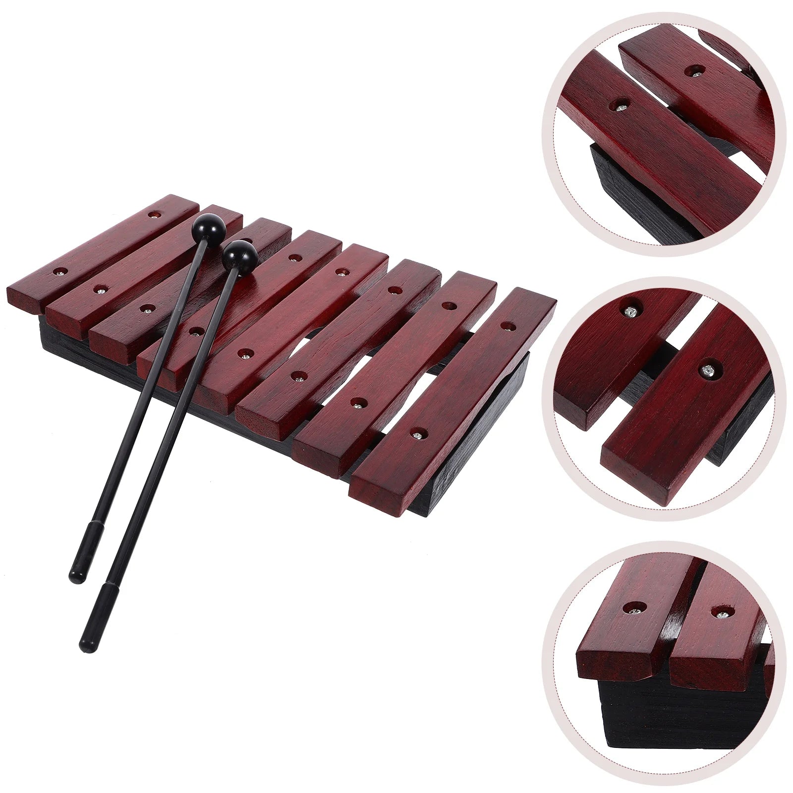 1 Set Eight Tone Red Sandalwood Xylophone Wooden Percussion Instrument Kids Educational Musical Toy For Preschooler Classroom