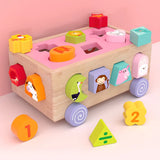 Wooden Shape Assortment Matching Children Toys Numbers Geometry Animals Game Cart Montessori Education Building Blocks Kids Toys