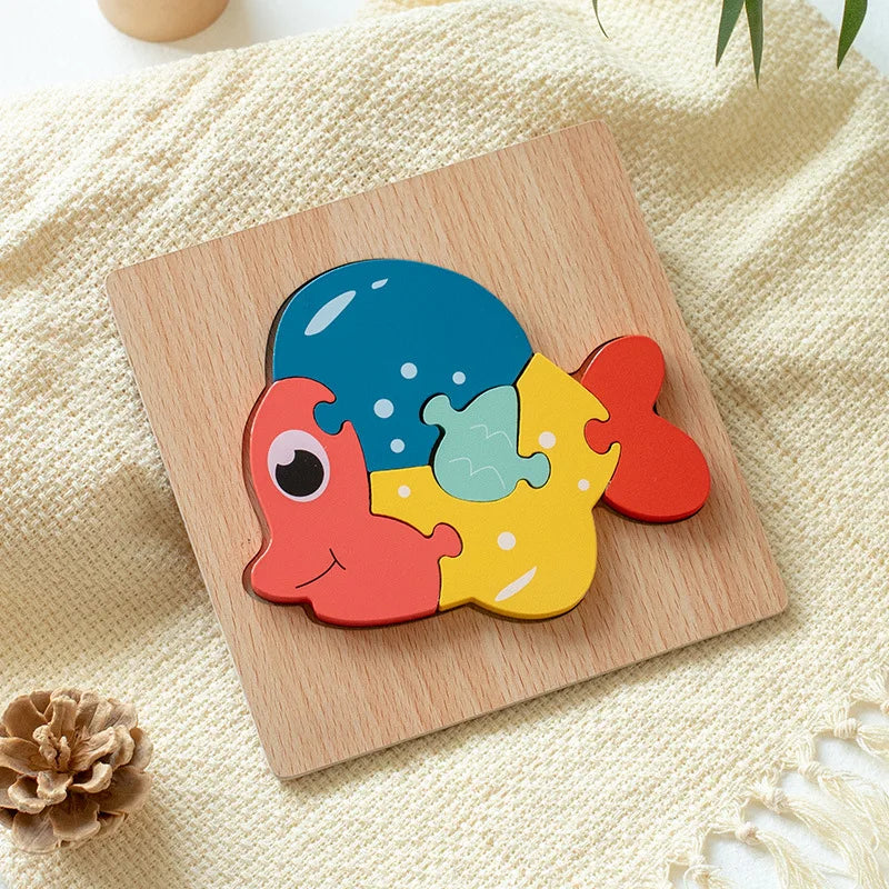3D Wooden Puzzle Toys for Children Baby Cartoon Wooden Animal Traffic 3D Puzzle Early Learning Cognition Game Puzzle Toy Игрушки
