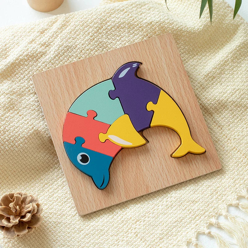3D Wooden Puzzle Toys for Children Baby Cartoon Wooden Animal Traffic 3D Puzzle Early Learning Cognition Game Puzzle Toy Игрушки