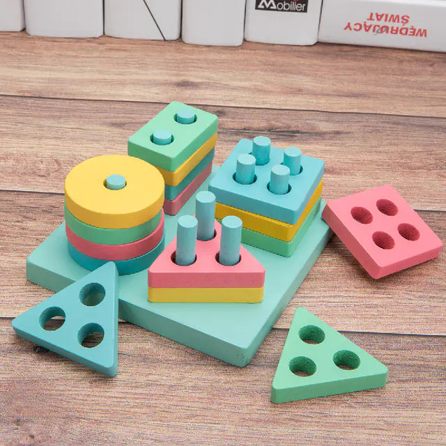 Wooden Geometric Building Toys for Children