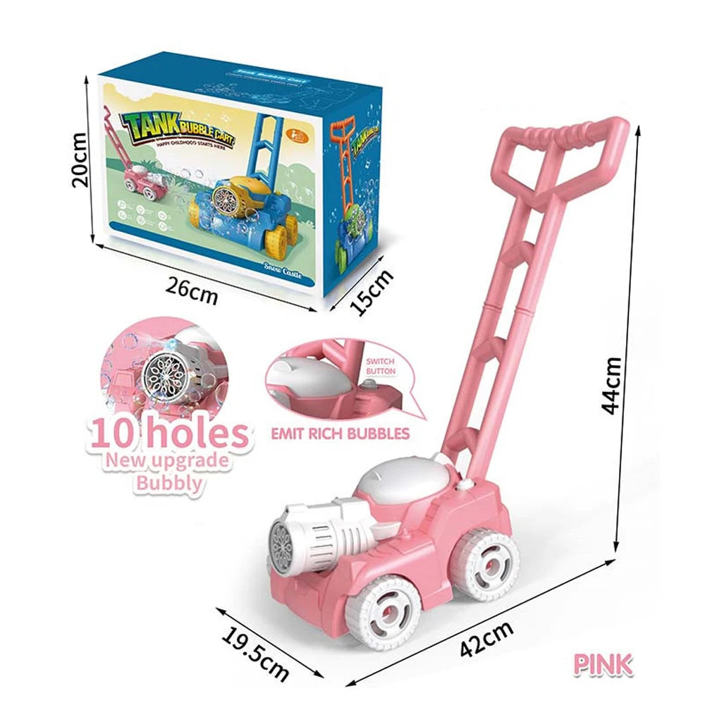 Trolley Bubble Machine Gun Cart Lawn Mower Car Electric Automatic Soap Bubbles Car Outdoor Party Games Children Toys for Kids