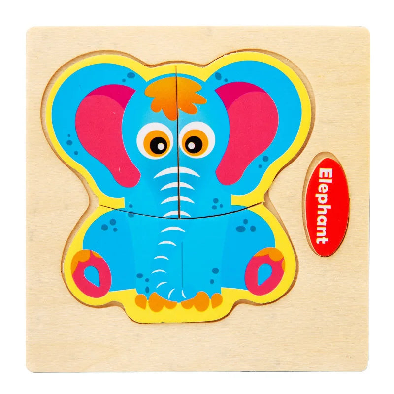 3D Wooden Puzzle Kids Cartoon Animal Traffic Jigsaw Puzzle Montessori Toys for Children Intelligence Early Learning Educational