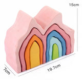Four Elements Forest Small Tree House Coral Wooden Jigsaw Puzzle Ins Stacking Blocks Building Toys for Children's Pretend Play