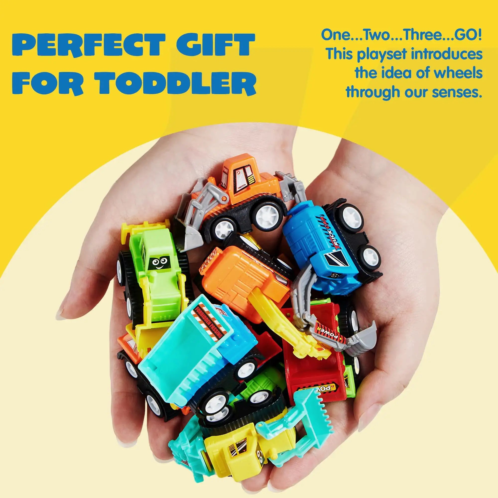 Joyfy 12 Pcs Car Toys Mini Construction Pull Back Car Set with Excavator Dump Truck and Bulldozer for kids Toy Trucks Party Gift