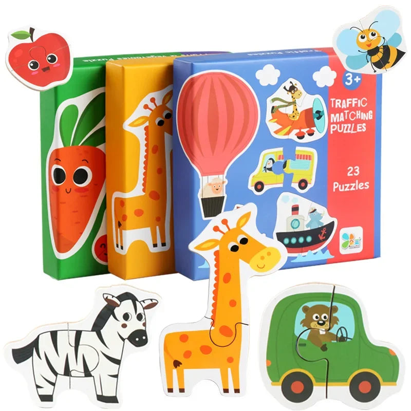 Children Matching Puzzle Animal Transportation Fruits Vegetables Early Learning Toys for Kids Children Educational Toy Gift