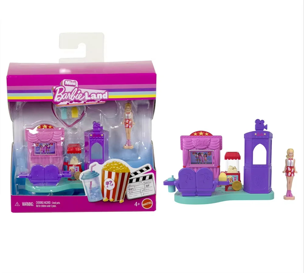 Original Mini Barbieland Doll House Hair Salon Pet Boutique Supermarket Bakery movie theater Toy For Girl Birthday Gift In Stock
