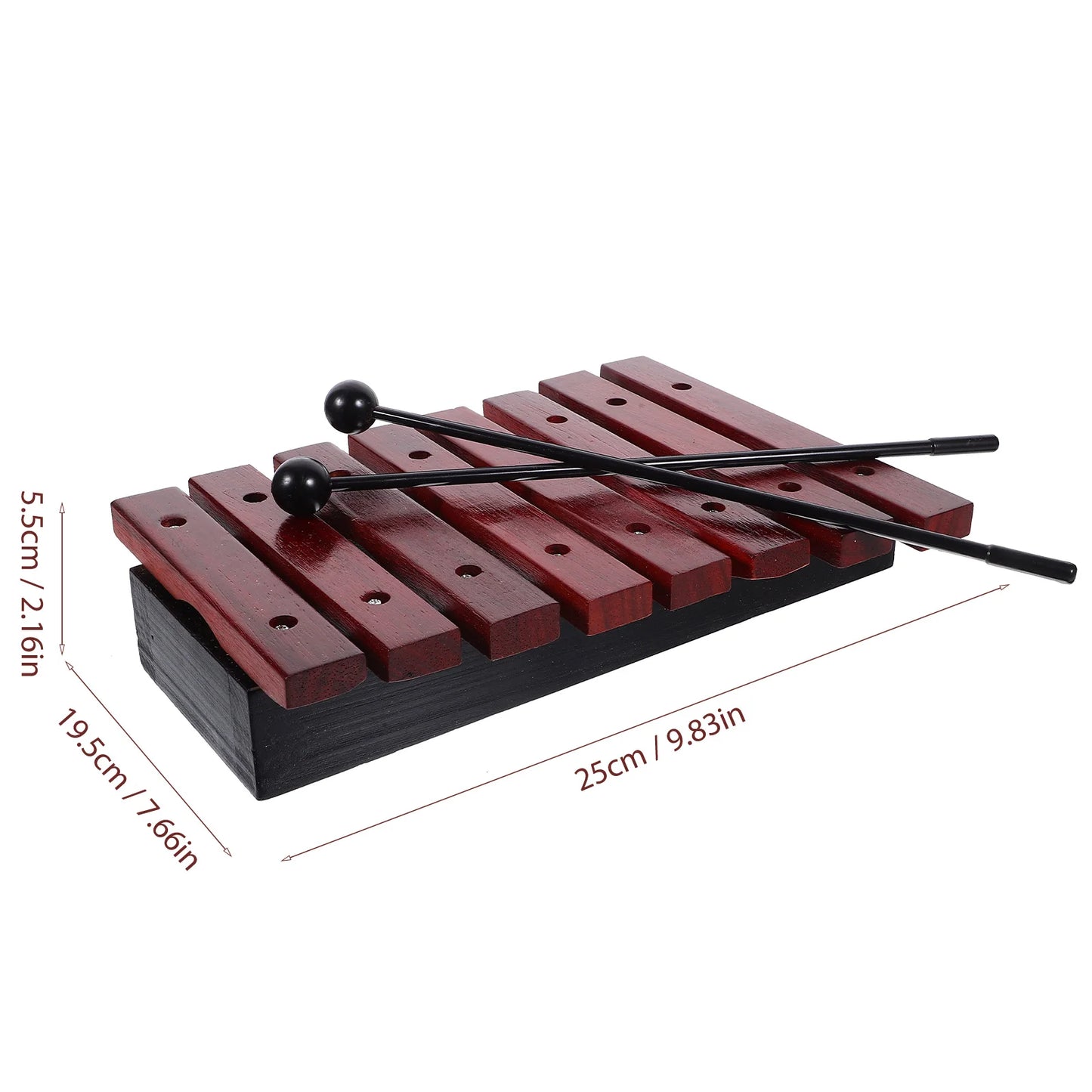 1 Set Eight Tone Red Sandalwood Xylophone Wooden Percussion Instrument Kids Educational Musical Toy For Preschooler Classroom