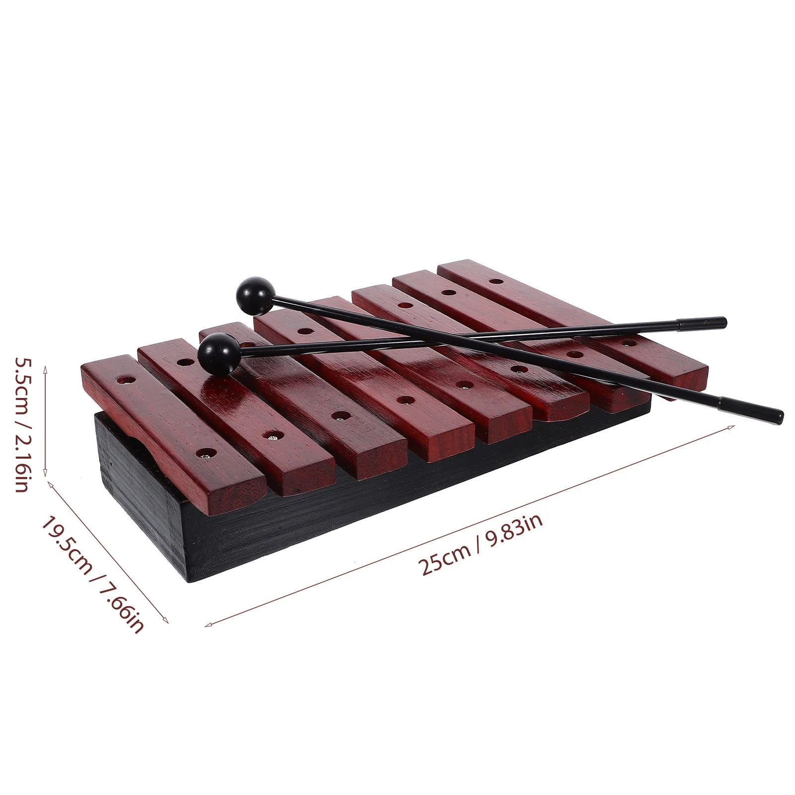 1 Set Eight Tone Red Sandalwood Xylophone Wooden Percussion Instrument Kids Educational Musical Toy For Preschooler Classroom