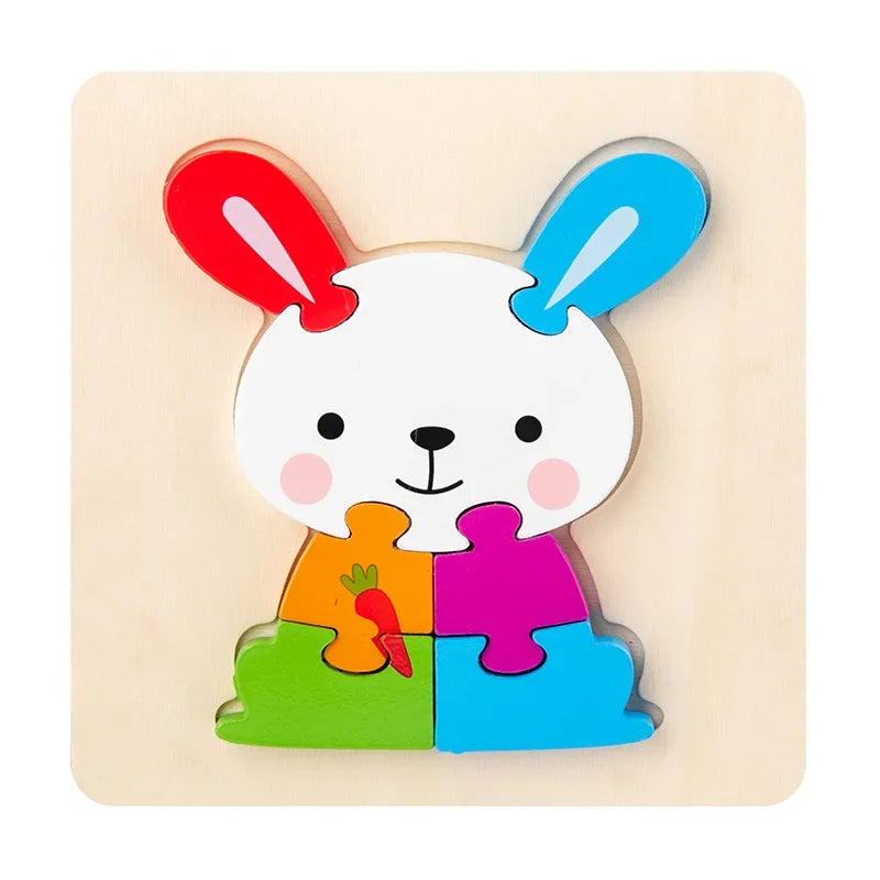 Montessori Wooden Animals Puzzle Toy for Kids Gift Educational Learning Toys Animals 3D Puzzle Kids Early Education Puzzle-Toys