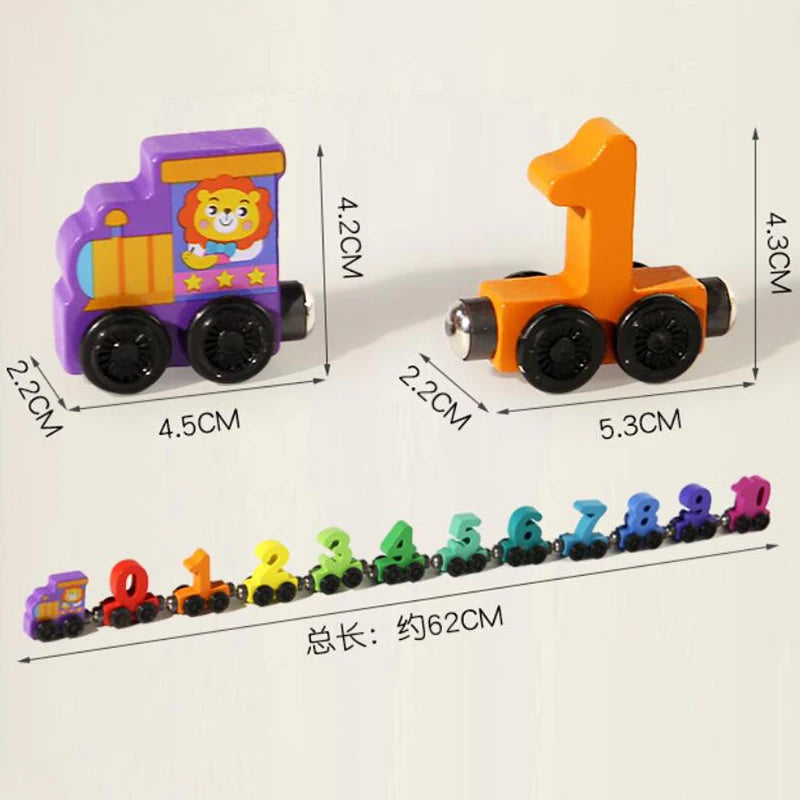 1 Set Wooden Magnetic Number Train Toys Montessori Educational Toy Train Kit Early Cognition Learning Teaching Sets For Toddlers