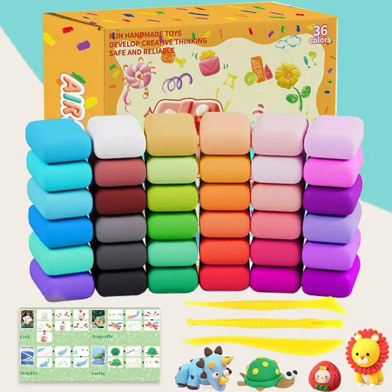 Dry Clay 36 Colors Air Drying Clay Self-Hardening Flexible Lightweight Soft Dough Set for Sculpting Sensory Play Boys Girls 3-12