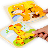 High Quality 3D Wooden Puzzle Baby Cartoon Animal Traffic Jigsaw Early Learning Cognition Game Puzzle Toys Gifts for Children