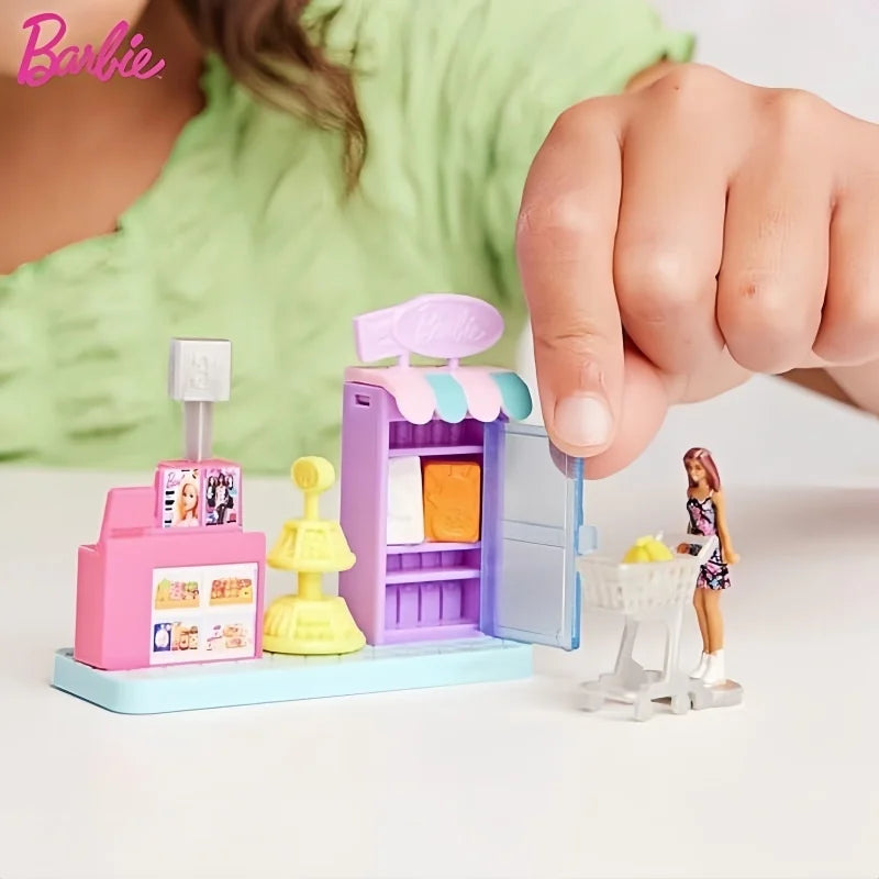 Original Mini Barbieland Doll House Hair Salon Pet Boutique Supermarket Bakery movie theater Toy For Girl Birthday Gift In Stock