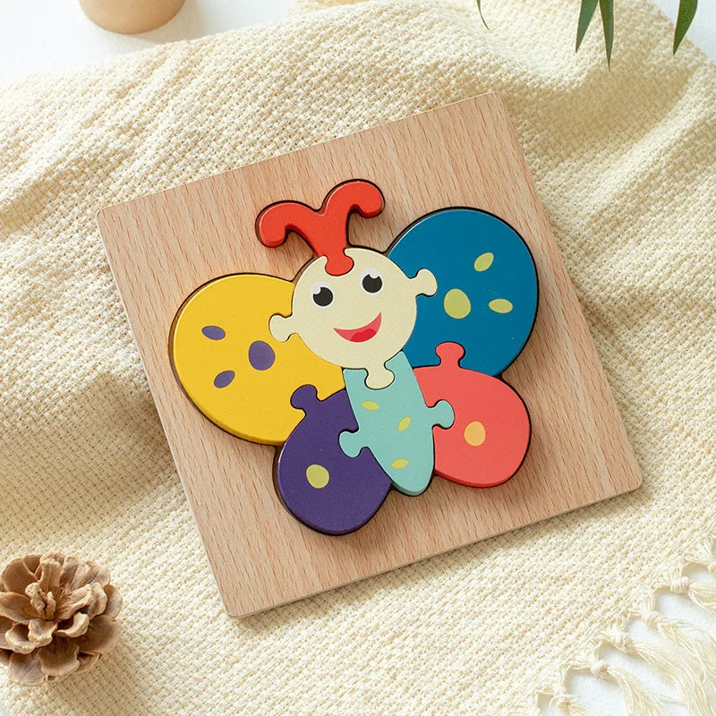 3D Wooden Puzzle Toys for Children Baby Cartoon Wooden Animal Traffic 3D Puzzle Early Learning Cognition Game Puzzle Toy Игрушки