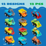 Joyfy 12 Pcs Car Toys Mini Construction Pull Back Car Set with Excavator Dump Truck and Bulldozer for kids Toy Trucks Party Gift