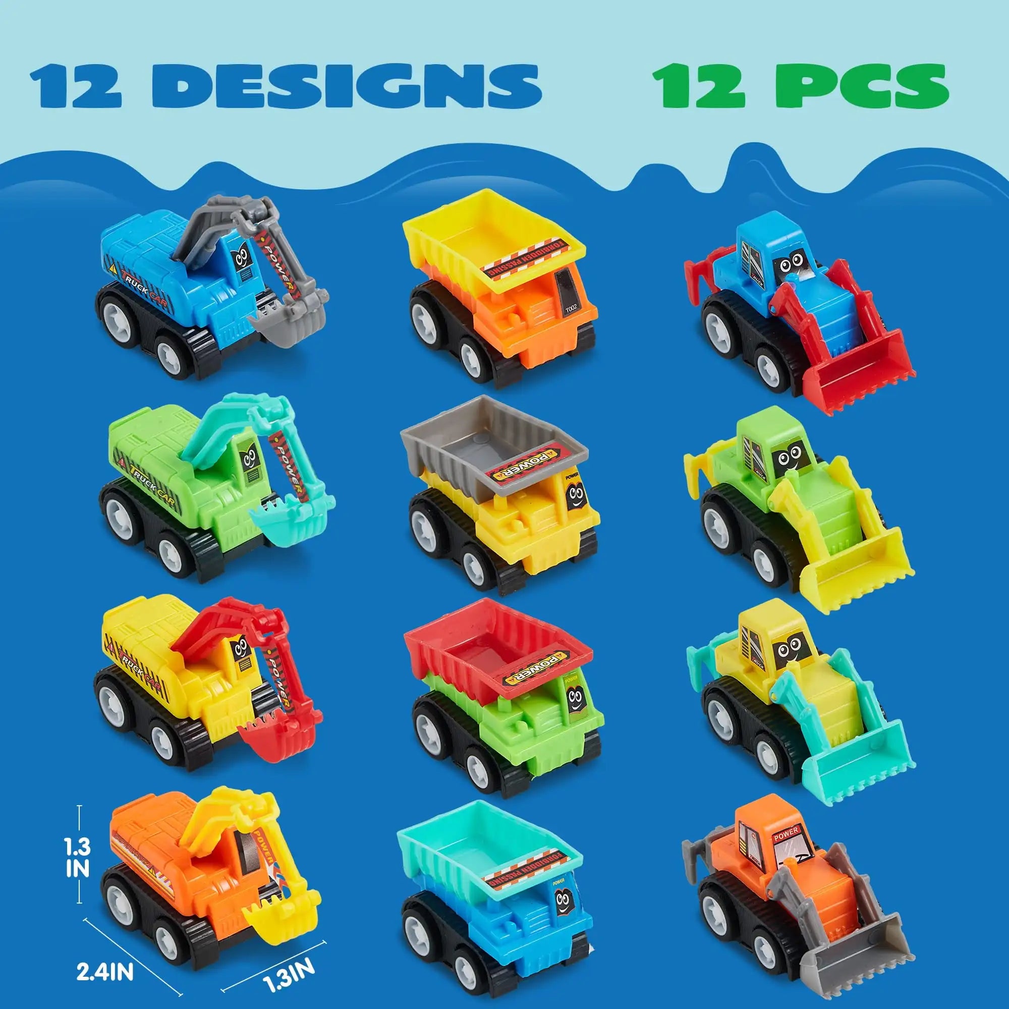 Joyfy 12 Pcs Car Toys Mini Construction Pull Back Car Set with Excavator Dump Truck and Bulldozer for kids Toy Trucks Party Gift