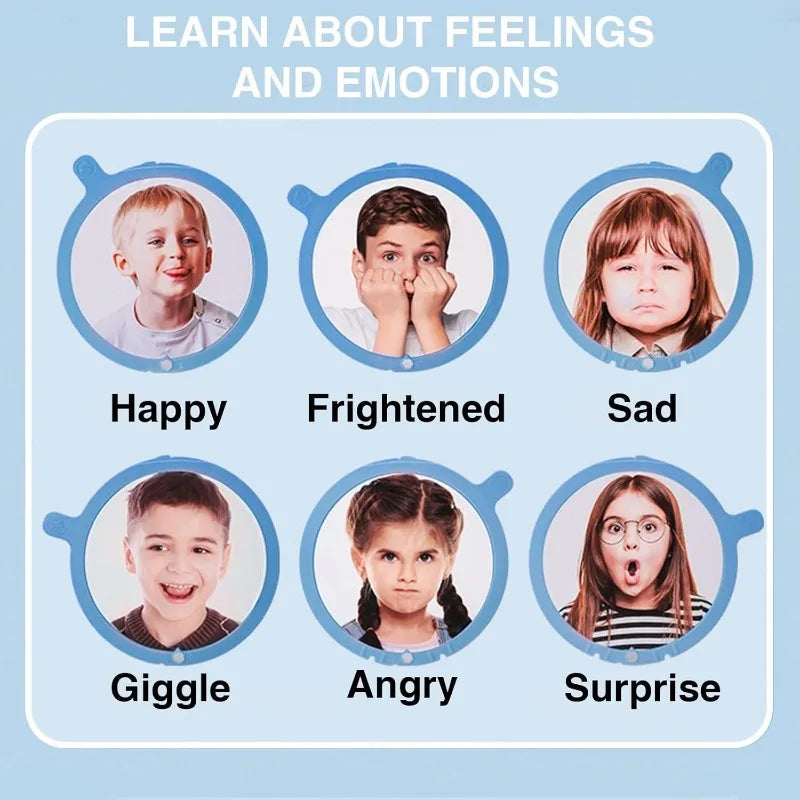 Kids Emotional Imitation Expression Mirror Early Education Puzzle Development Card 6 Emotional Simulation Learning Toy for Kids