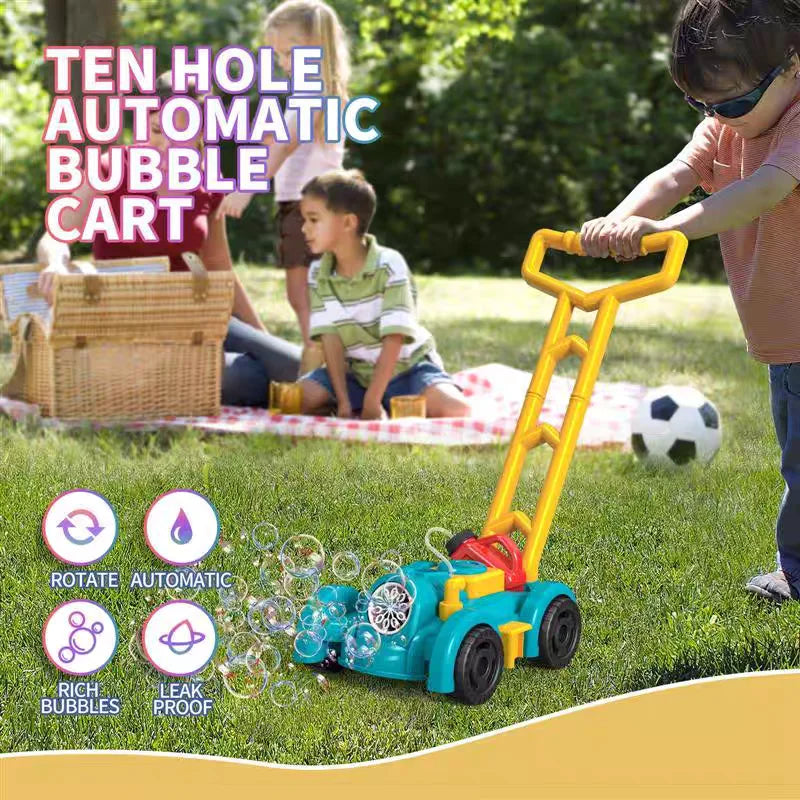 Trolley Bubble Machine Gun Cart Lawn Mower Car Electric Automatic Soap Bubbles Car Outdoor Party Games Children Toys for Kids