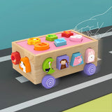 Wooden Shape Assortment Matching Children Toys Numbers Geometry Animals Game Cart Montessori Education Building Blocks Kids Toys