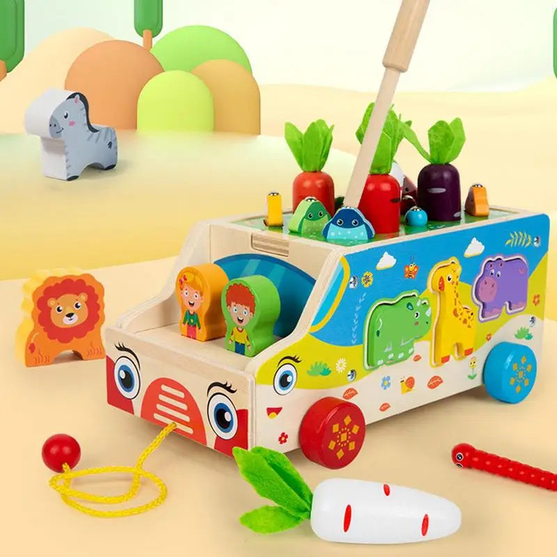 Montessori Carrots Sorting Board Carrot Harvest Shape Sorting Game Wooden Activity Cube Matching Puzzle Box for Early Learning