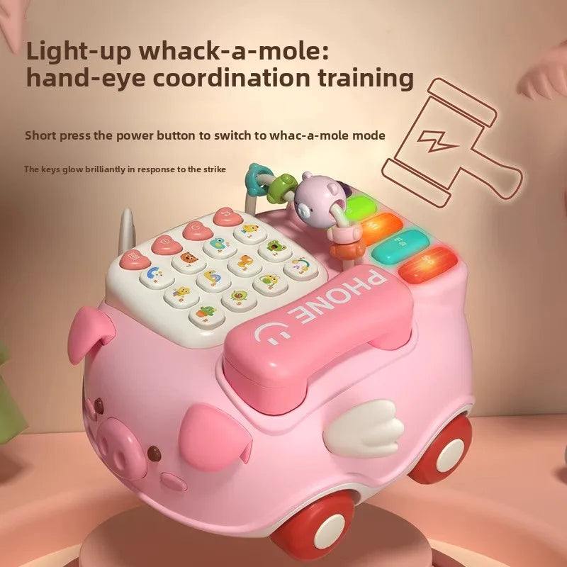Multifunctional Musical Phone Toys Toddler Interactive Learning Pig Telephone Story Machine Baby Early Education Montessori Toy