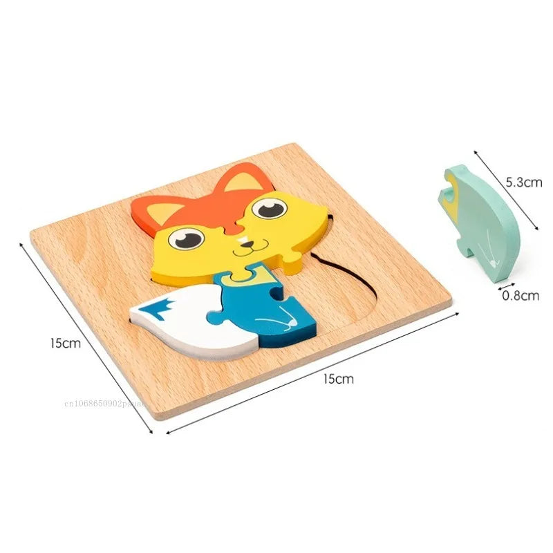 3D Wooden Puzzle Toys for Children Baby Cartoon Wooden Animal Traffic 3D Puzzle Early Learning Cognition Game Puzzle Toy Игрушки