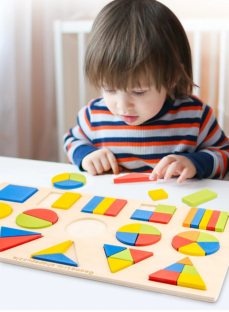 Children's Montessori Teaching Geometric Shape Board Puzzle Score Matching Early Learning Educational Toys