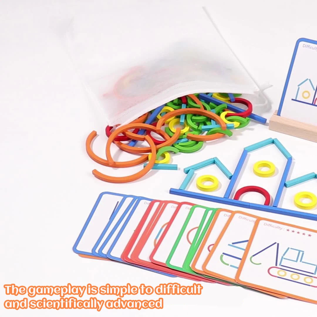 Children Puzzle Toys Wooden Creative Colorful Wood Sticks DIY Building Blocks Toys Kids Early  Logical Thinking Educational Toys