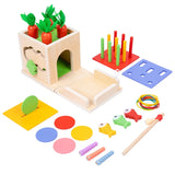 New Montessori Wooden Shape Color Match Coin Box Permanent Double drawer Kids Sensory Toys Radish Blocks Box Toys for Baby Gifts