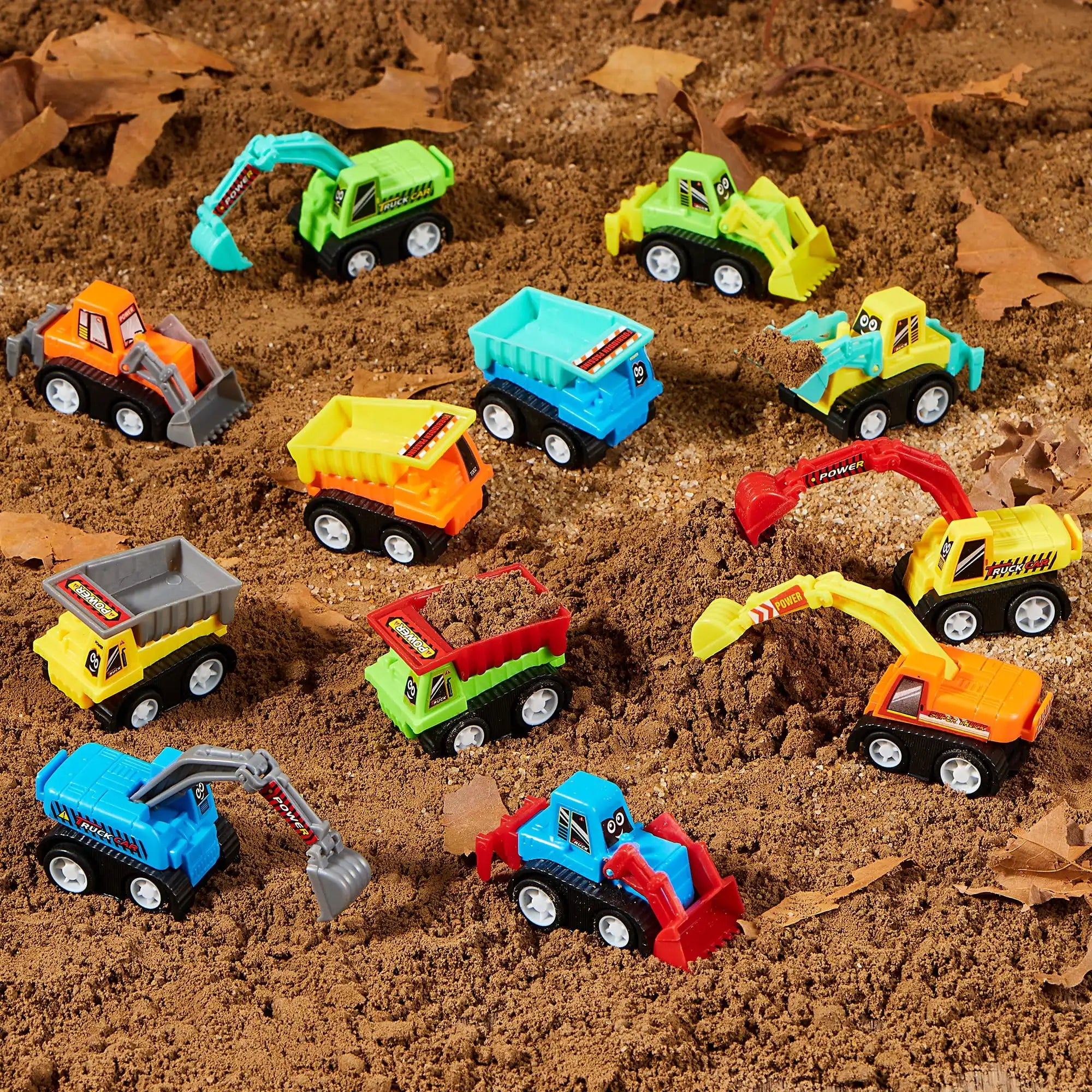 Joyfy 12 Pcs Car Toys Mini Construction Pull Back Car Set with Excavator Dump Truck and Bulldozer for kids Toy Trucks Party Gift