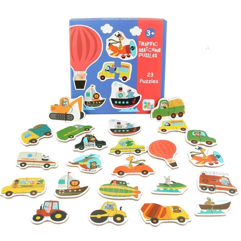 Children Matching Puzzle Animal Transportation Fruits Vegetables Early Learning Toys for Kids Children Educational Toy Gift