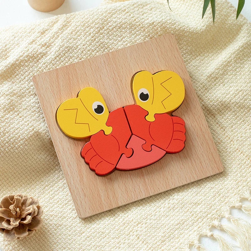3D Wooden Puzzle Toys for Children Baby Cartoon Wooden Animal Traffic 3D Puzzle Early Learning Cognition Game Puzzle Toy Игрушки