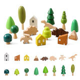 Montessori Building Block Wooden Forest Dinosaur Ornament Construction DIY Children Building Blocks Puzzle Toy for Children Gift