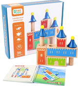 Wooden block puzzle Montessori kid toys wood changing dream castle building block IQ training game thinking gift logical