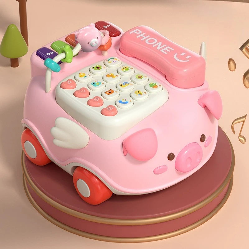 Multifunctional Musical Phone Toys Toddler Interactive Learning Pig Telephone Story Machine Baby Early Education Montessori Toy