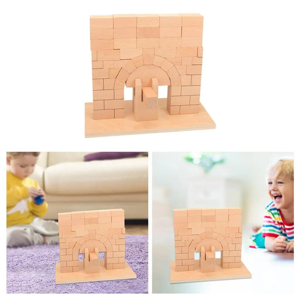 Kids Toy Roman Bridge Beech Wooden Blocks Bricks Toy Preschool Educational