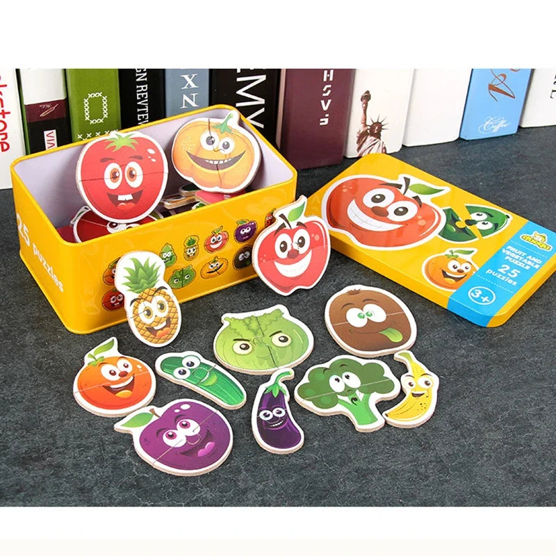 Kids Wooden Toys Baby Early Education Cartoon Pairing Puzzle Games Learning Card for Children Kids Educational Toys Gift Boy