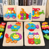 Montessori Wooden Animals Puzzle Toy for Kids Gift Educational Learning Toys Animals 3D Puzzle Kids Early Education Puzzle-Toys