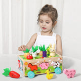 Wooden Shape Assortment Matching Children Toys Numbers Geometry Animals Game Cart Montessori Education Building Blocks Kids Toys