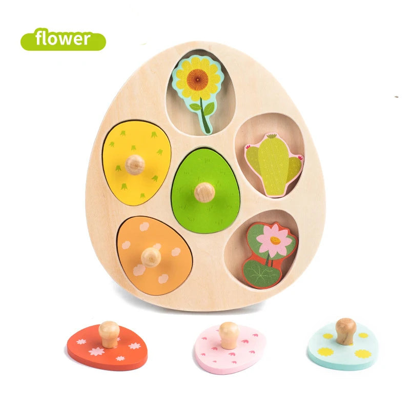 Wooden Dinosaur Jigsaw Puzzle Toys Montessori Peg Puzzle Game Kids Toddler 3D Wood Early Learning Educational Toys For Gifts