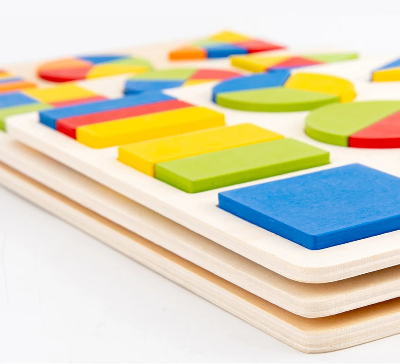 Children's Montessori Teaching Geometric Shape Board Puzzle Score Matching Early Learning Educational Toys