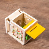New Montessori Wooden Shape Color Match Coin Box Permanent Double drawer Kids Sensory Toys Radish Blocks Box Toys for Baby Gifts