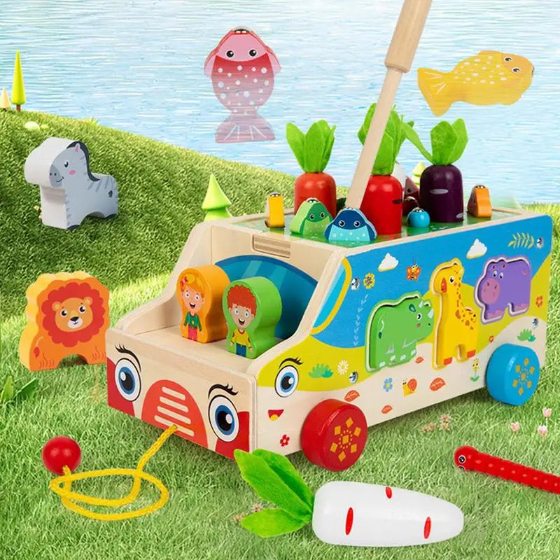 Montessori Carrots Sorting Board Carrot Harvest Shape Sorting Game Wooden Activity Cube Matching Puzzle Box for Early Learning