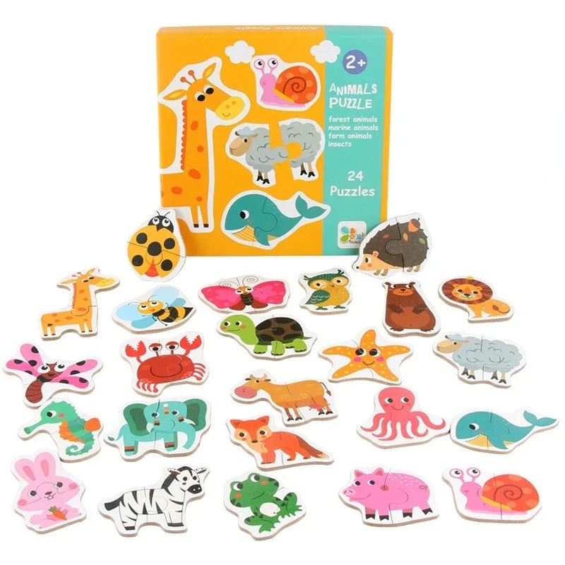 Children Matching Puzzle Animal Transportation Fruits Vegetables Early Learning Toys for Kids Children Educational Toy Gift
