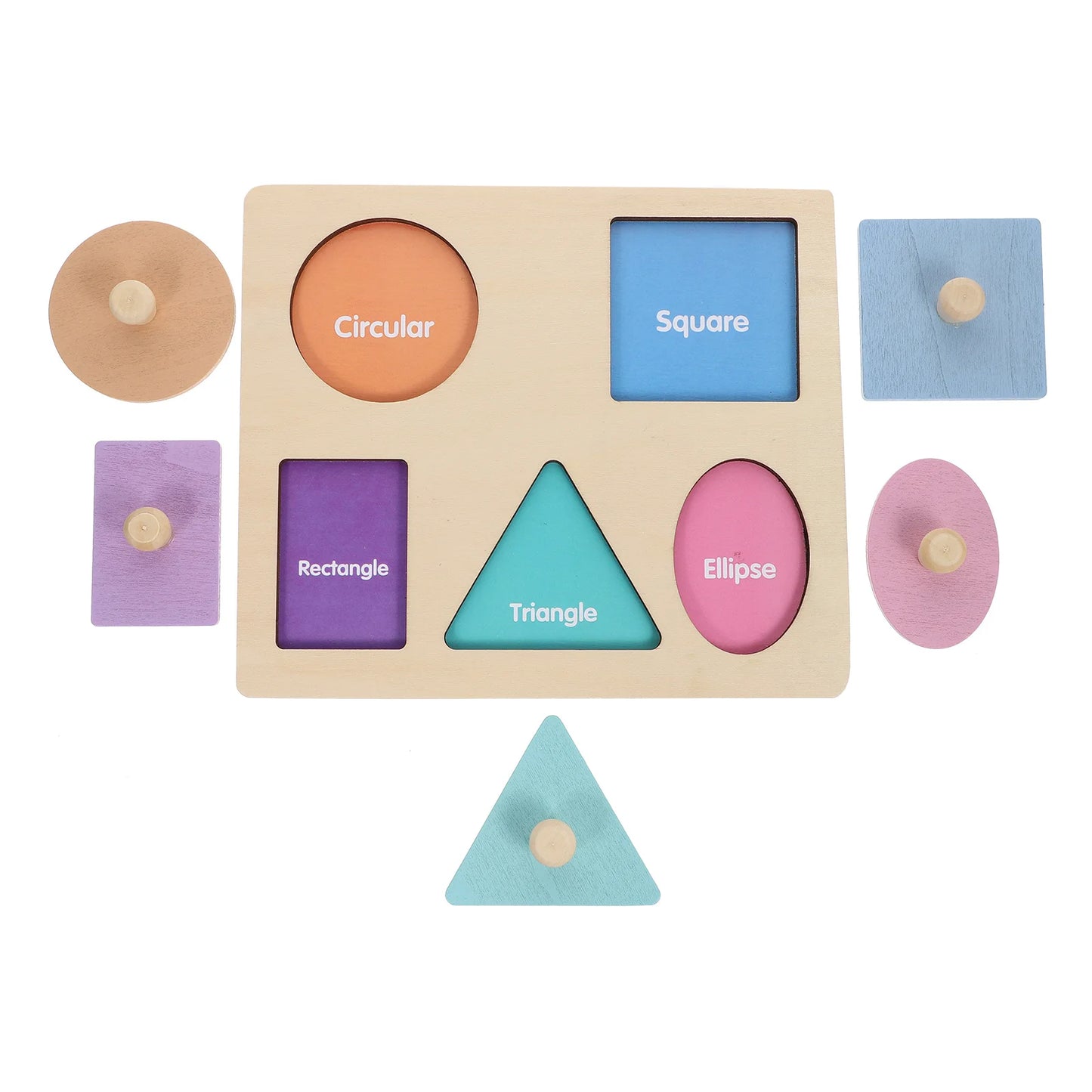 1Set Shape Peg Puzzle Board Colored Shapes Wooden Learning Plaything Early Child Education Brain Logic Development Matching