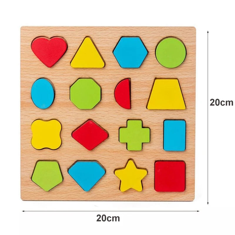 Wooden Puzzle Alphabet Number Shape Matching Board Baby Early Learning 3D Puzzle Preschool Educational Toys For Children
