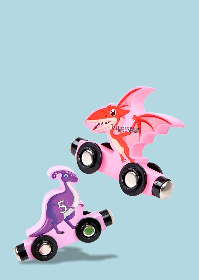 Montessori Magnetic Dinosaur Wooden Train Toys Early Educational Cognition Toy Learning Cars Animal Puzzle Train Set Kids Toy