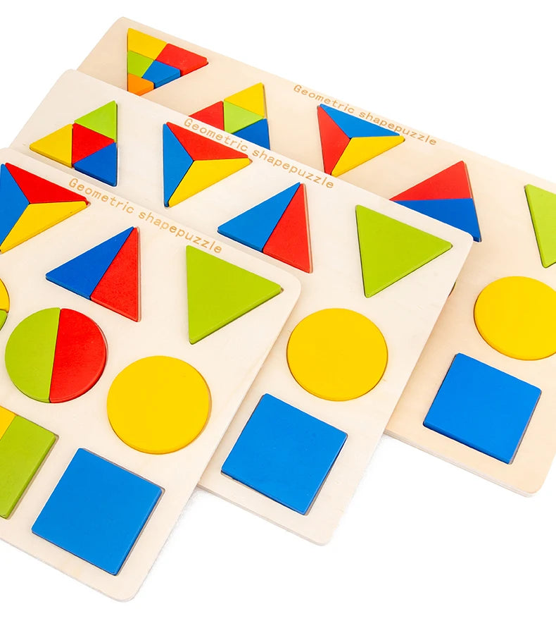 Children's Montessori Teaching Geometric Shape Board Puzzle Score Matching Early Learning Educational Toys